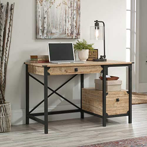 Sauder Steel River Desk, L: 47.48" x W: 23.47" x H: 29.53", Milled Mesquite finish - WoodArtSupply