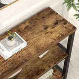 FOLUBAN Industrial Console Table, 3 Tier Entryway Sofa Foyer Table for Living Room Hallway Behind Couch, Rustic Brown FOLUBAN