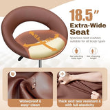 BESTFAIR Drafting Chair with Back, Height Adjustable Rolling Stool with Foot Rest, Tall 360° Swivel Stool PU Leather Chair with Wheels for Home Office, Standing Desk, Brown BESTFAIR