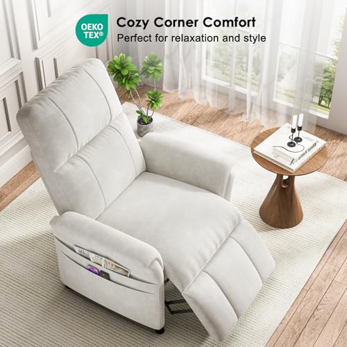AMADA HOMEFURNISHING Power Recliner Chair for Adults, Adjustable Modern Chenille Reclining Chair with Side Pockets, Remote, Footrest, Thick Seat Cushion for Home Theater, Living Room, Bedroom & RV