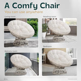 Bme 40" Ergonomic Wicker Papasan Chair with Soft Thick Density Fabric Cushion, High Capacity Steel Frame, 360 Degree Swivel for Living, Bedroom, Reading Room, Lounge Bme