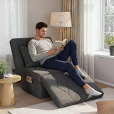 DSNAPE Convertible Sofa Bed with 5-Level Adjustable Backrest, 74" D x 37" W 4-in-1 Folding Ottoman Sleeper Chair Bed, Modern Single Futon Couch for Living Room Apartment Dorm Small Space, Dark Grey DSNAPE