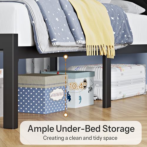 ChicZhiNest Twin Size Bed Frame with 2 Tier Upholstered Storage Headboard and Under Bed Storage,Platform Bedframe with LED Lights and Charging Station, No Box Spring Needed,Easy Assembly,Grey ChicZhiNest
