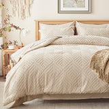 Zzlpp King Size Comforter Set 7 Pieces, Beige Tufted Bed in a Bag with Comforter and Sheets, All Season Boho Bedding Sets with 1 Comforter, 2 Pillow Shams, 2 Pillowcases, 1 Flat Sheet, 1 Fitted Sheet Zzlpp
