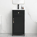 ALBAD 16-Inch Modern Bathroom Vanity with Sink, Compact Bathroom Vanity Set with Storage, Freestanding Small Space Bathroom Cabinet, Single Sink Cabinet with Adjustable Shelf (Black, 16 Inch) ALBAD