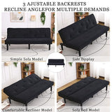 ODOLAR 66” Armless Sofa Bed,Convertible Sleeper Sofa,Small Couch Futon,with Adjustable Backrest for Small Apartments,Loveseat, Office,Rooms (Black) ODOLAR