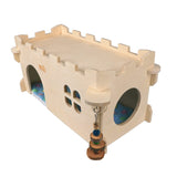 Castle Chinchilla House - Small Animal Hideout for Chinchilla Guinea Pig Hedgehog, or Rat - Ventilated Wooden Guinea Pig Hut Habitat with Multiple Doors (Large) YKD