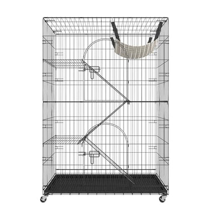 VEVOR Cat Cage Indoor Catio Cat Enclosure, Large Cat House on Rotating Wheels, 4-Tier Pet Playpen, Cat Crate Cat Kennel, 35.4" L x 23.6" W x 51" H