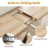 Zevemomo 63"-78.7" Expandable Dining Table, 6-10 Extendable Dining Table, Rectangle Conference Table, Farmhouse Kitchen Table with Slide Track, Tapered U-Shaped Wood Legs for Office, Living Room-Oak Zevemomo