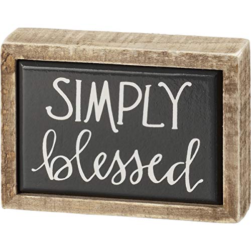 Primitives by Kathy Simply Blessed Box Sign Mini ,Black Primitives by Kathy