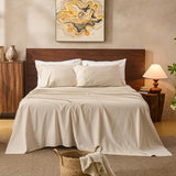 Overket 100% Linen Sheets Queen Size,Breathable & Durable 4-Piece Bed Flax Sheet Set,Soft All-Season Bedding for Hot Sleepers 16" Deep Pocket Oeko-TEX Certified,（Queen, Linen） Overket