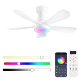 NKPU 36inch Ceiling Fans with Lights and Remote/App Control, Flush Mount Ceiling Fan with Reversible Dc Motor RGB Dimmable Light, Noiseless White Modern Small Ceiling Fan for Bedroom Indoor/Outdoor NKPU