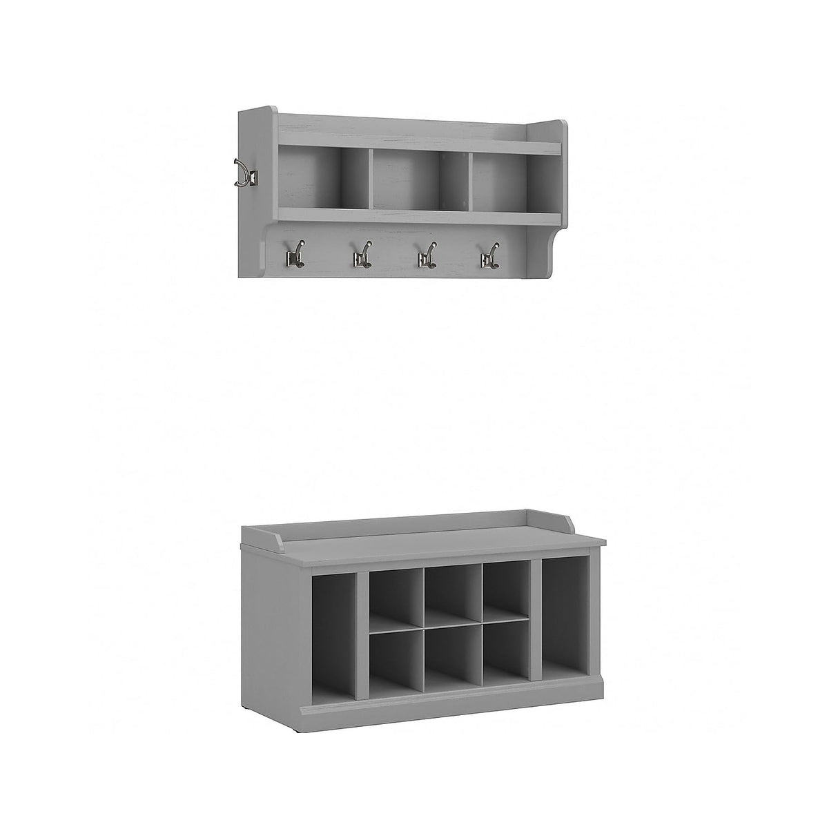 kathy ireland Home by Bush Furniture Woodland 21-Inch Shoe Storage Bench and Coat Rack, 12 Shelves, Cape Cod Gray (WDL004CG) Bush Business Furniture
