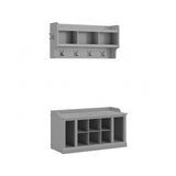 kathy ireland Home by Bush Furniture Woodland 21-Inch Shoe Storage Bench and Coat Rack, 12 Shelves, Cape Cod Gray (WDL004CG) Bush Business Furniture