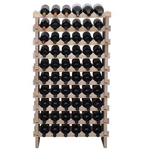 fdjamy Wine Rack Solid Wood Stackable Storage Wooden Wine Rack Wine Cabinet (60 Bottles, Natural Color) - WoodArtSupply