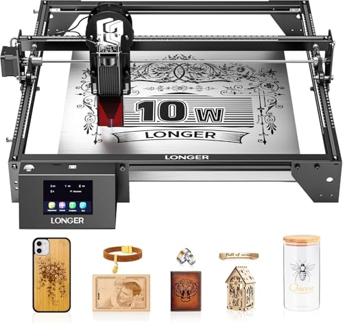 LONGER Laser Engraver Ray5 10000MW Higher Precision DIY Laser Engraving Machine with 3.5" Touch Screen, 400x400mm, 0.06mm Laser Spot 10000mm/min, Offline Usage CNC Laser Cutter for Wood Metal Longer