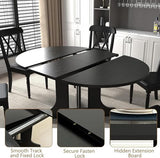 Maotifeys Modern 7-Piece Oval Extendable Dining Table Set for 6,Wood Expandable Kitchen Table Set with 6 Tufted Chairs,43"-59" Round Extendable Dining Room Tables with Pedestal Base Maotifeys