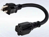Nema 5-15P to 6-20R 12AWG Heavy Duty EV Charging Power Adapter Cable, 1 Foot 15A Household Plug to 6-20R T Blade Adapter Cord yeewenmo