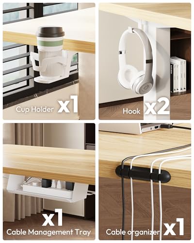 SANODESK Electric Standing Desk 79 x 32 Inches Height Adjustable Stand Up w/6-Button Controller Ergonomic Computer Desk with Splice Board for Home Office, White Frame + White Tabletop SANODESK