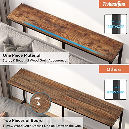 Tribesigns 70.9 inch Extra Long Console Table Behind Couch, Easy Assembly Sofa Table for Living Room Small Space, Rustic Industrial Narrow Entryway Hallway Table (Brown) Tribesigns
