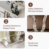Maotifeys Mirrored Console Table with Crystal-Inlaid U-Shape Base Modern Elegant Silver Glass Entryway Tables for Living Room Luxury Accent Sofa Table with Curved Frame (Silver Table) Maotifeys
