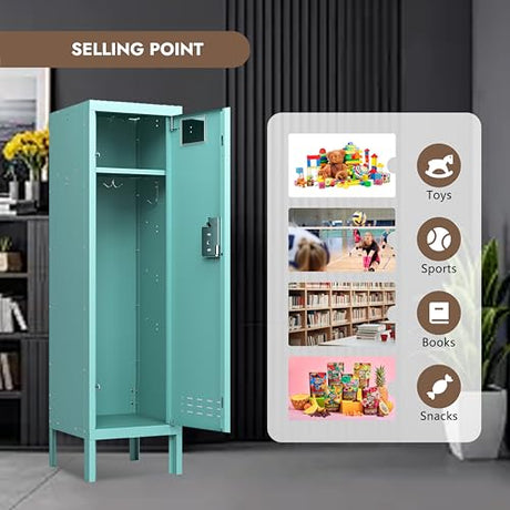 BUTISOW Metal Kids Locker,Metal Cabinet Storage Lockers,Lockable for Employees with Door,54" Height Steel Locker,Lockable Steel Locker for Children's Room, Playroom, School,Gym BUTISOW