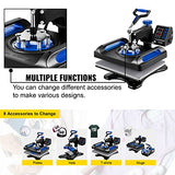 VEVOR Heat Press Machine for T-Shirts - 8 in 1 Heat Press Sublimation Machine with 360° Rotation/Dual-Tube Heating, 12 x 15 Swing Away Heat Press for DIY T-Shirts/Cap/Mugs/Heat Transfer Projects,Blue VEVOR