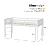 JOYMOR Twin Loft Bed Low Loft Bed Frame for Little Kids Small Room/Low Ceiling Bedrrom with Guardrail and Ladder, White JOYMOR