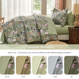 7 Piece King Comforter Set, Sage Green Butterfly Floral Comforter Set with Flowers Leaves Pattern, Soft Microfiber Complete Bedding Set for All Season(Sage Green, King) LLDSYW