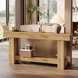 Tribesigns 70.9" Entryway Console Table, Extra Long Wooden Farmhouse Sofa Table Behind Couch, Modern Rustic Foyer Stand with Thick Legs for Hallway, Living Room, Wood Grain Finish Tribesigns