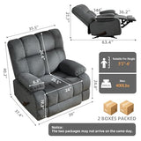 ParlorDream Oversized Rocker Recliner Chair, Overstuffed Extra Wide Manual Rocking Recliner, Adults Chair for Big Man, Reclining Sofa Chairs for Living Room,Grey