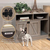 Front Row Cat Litter Box Furniture Enclosure | Wooden Hideaway Litterbox | Magnetic Closure with Metal Latch | Includes Cat Litter Trapping Non-Slip Mat with Scatter Control | Greige FRONT ROW