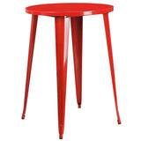Flash Furniture Philip Commercial Grade 30" Round Red Metal Indoor-Outdoor Bar Height Table Flash Furniture