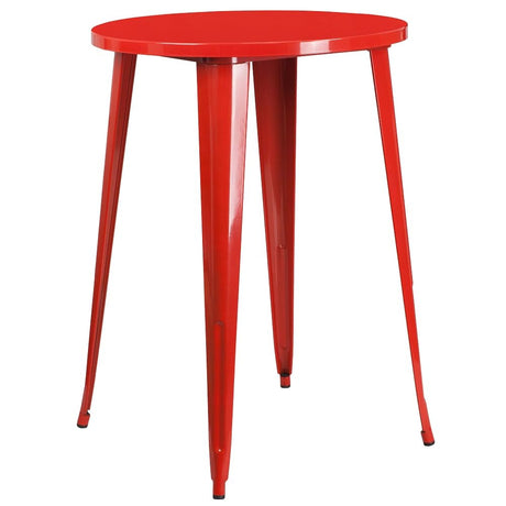 Flash Furniture Philip Commercial Grade 30" Round Red Metal Indoor-Outdoor Bar Height Table Flash Furniture