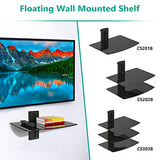 WALI Floating Entertainment Center Shelves, Holds Up to 17.6lbs, TV Shelf with Strengthened Tempered Glasses for DVD Players, Cable Boxes, Games Consoles, TV Accessories (CS201B), 1 Shelf, Black WALI