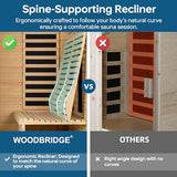 Woodbridge Infrared Home Sauna Room 2 Person Hemlock Wooden Indoor Sauna,7 Carbon 2230W/120V Heaters,with Led Color Therapy Light,Bluetooth Speaker,Tempered Glass,Touch-Tone Keypad and A Top Vent WOODBRIDGE