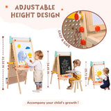 WINGYZ Kids Easel Wooden Marble Run for Kids 3-7, 4-in-1 Toddler Art Easel for Kids 2-4 Painting Station Stand Drawing, Double-Sided 6 Heights Black Chalkboard Magnetic Whiteboard Paper Roll Holder wingyz