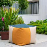 Big Joe Square Ottoman Weatherproof Bean Bag Footrest, Sunset Block Intertwist, Weather Resistant UV-Protected Fabric, 2 feet Big Joe