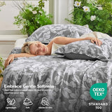 Joiedomi Queen Comforter Set Grey, 3 Pieces Floral Queen Bedding Set with 1 Soft Reversible Botanical Flower Comforter and 2 Pillow Shams, Bed in a Bag for All Seasons Joiedomi