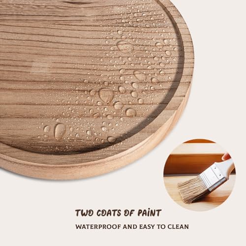 Wood Lazy Susan Organizer Kitchen Turntable for Cabinet Farmhouse Bathroom Decor Round Decorative Tray for Vanity, Counter, Sink, Coffee Table, 10 Inch, Brown - WoodArtSupply