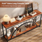 70.9 Inch Console Table, Extra Long Industrial Sofa Tables, 2-Tier Behind Couch Table, Foyer Tables for Entryway, Hallway, Living Room, Unique Design UNIQUITE
