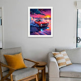 Classic Car Paint by Numbers Kit for Adults - DIY Red Muscle Car at Sunset Painting on Canvas 16x20In, Acrylic Paint Set, Suitable for Beginners, Art for Home Decoration or Gifts DecorFriday