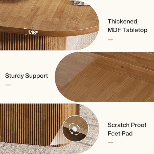 Tribesigns 47.24 Inch Oval Dining Table for 4, Rustic Wooden Kitchen Table with Wooden Base, Small Dinner Table for Dining Room, Kitchen, Living Room, Brown Tribesigns