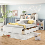 Harper & Bright Designs Full Platform Bed Frame with Twin Size Trundle and 2 Drawers, Full Size Storage Platform Bed with Pull Out Shelves, White Harper & Bright Designs
