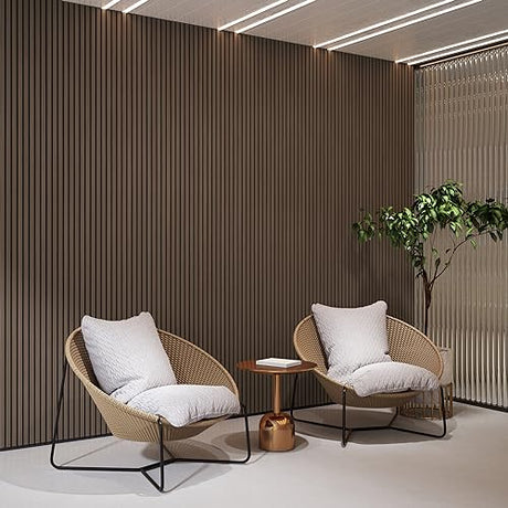 FurniFusion Acoustic Wood Wall Panels, 2 Pack 94.49” x 12.6” Soundproof Wall Panels, Wood Slat Wall Panels for Wall Decor (Walnut) FurniFusion
