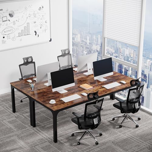 Tribesigns 6.5 FT Conference Room Table, 78.74" W x 27.56" D Large Office Conference Table, Modern Seminar Meeting Table for Boardroom. (Only Table) (Rustic Brown) - WoodArtSupply