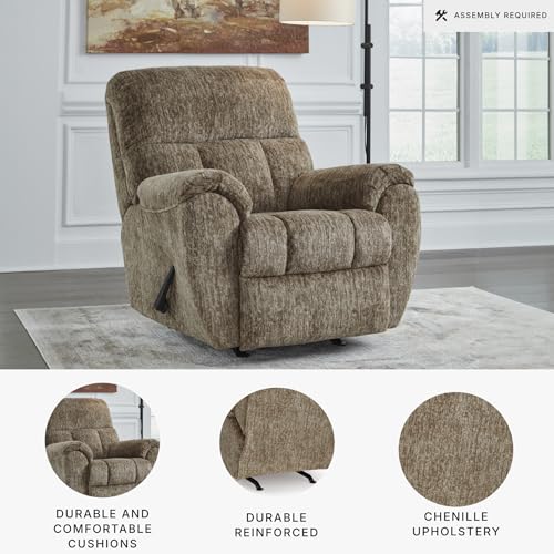 Signature Design by Ashley Rampant Casual Manual Rocker Recliner with Pillow-Top Arms, Light Brown Signature Design by Ashley