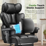 GTPOFFICE Big and Tall Office Chair 400LBS Wide Seat Computer Gaming Chair with Footrest & Comfy Lumbar Support, Leather High Back Executive Chair with Ergonomic Pressure Relief Seat Cushion, Black GTPOFFICE