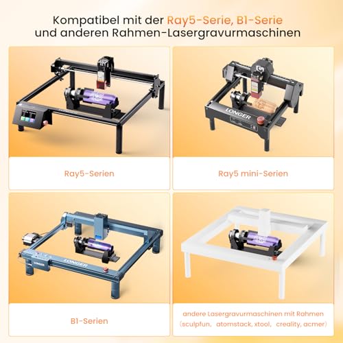Longer Chuck Rotary Roller is Ideal for Engraving Cylindrical, Wine Glasses, and Irregular Items. Compatible with Ray5, Ray5mini, B1, and Most Other Laser engravers, Meeting Diverse Engraving Needs. Longer