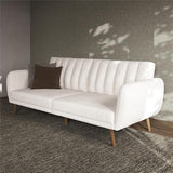 Novogratz Brittany 81.5" Futon Sofa Bed and Couch Sleeper, Ivory Boucle Novogratz